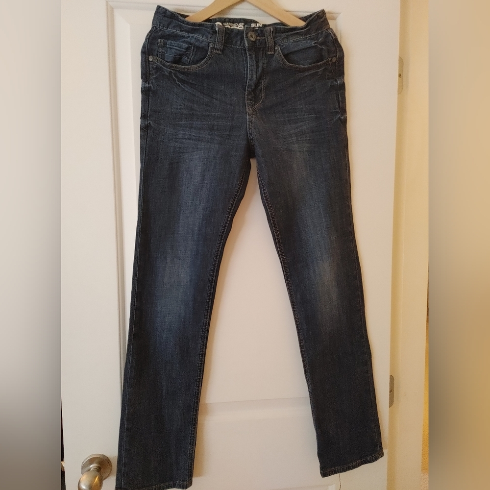 🌞Warehouse One Faded Dark Wash Slim Fit Jeans ~ Size 28/32